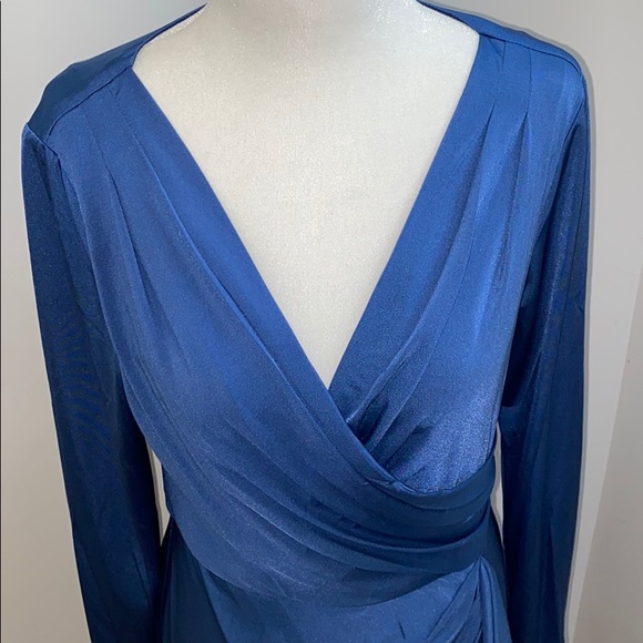 NWOT Eliza J Long Sleeve Faux Wrap Knit Dress Blue - Picture 6 of 9